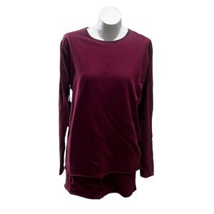 Daniel Patrick Men's Burgundy Crew Neck Layered Long Sleeve Tee Size S